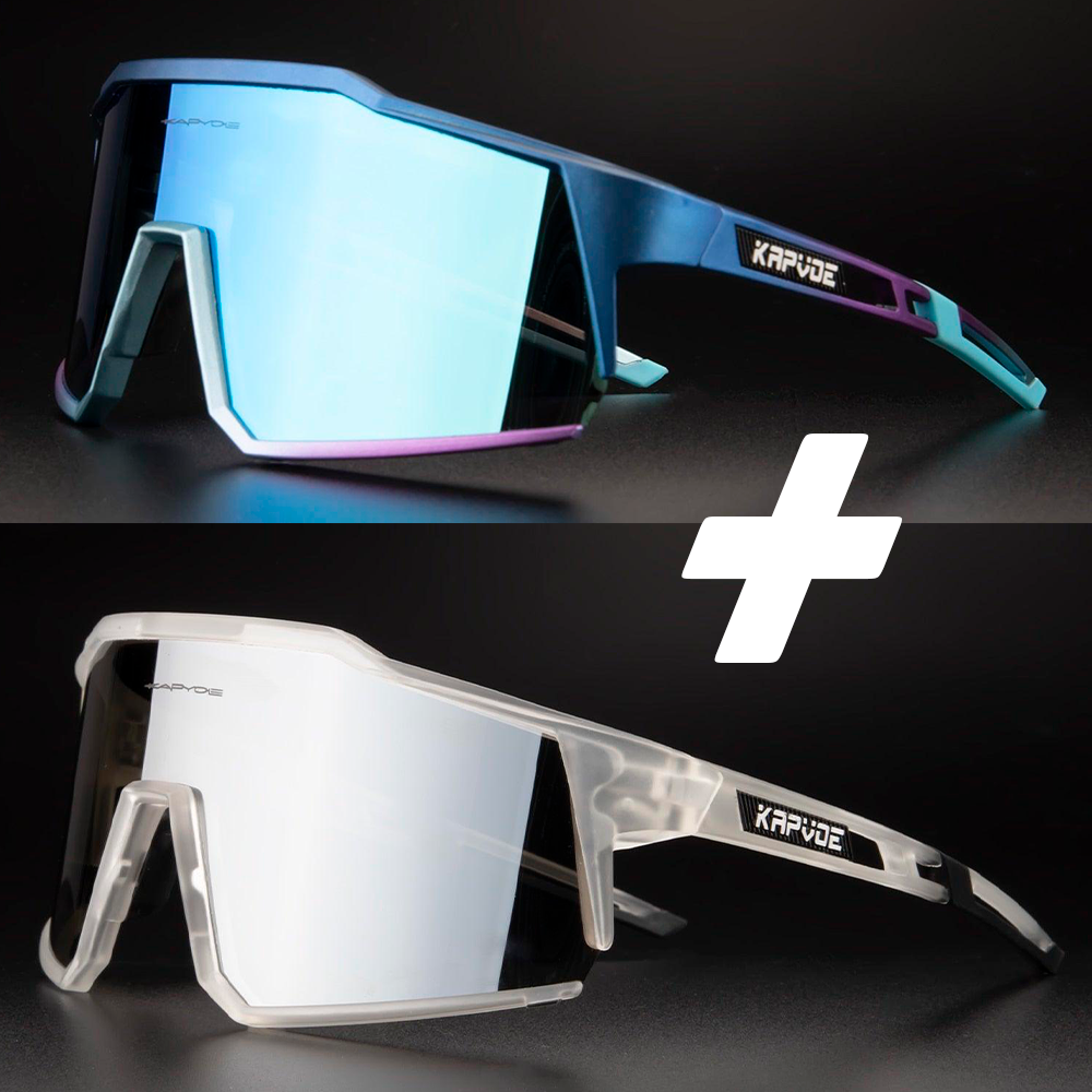 Óculos De Ciclismo Kapvoe 4 Lentes Polarizadas - COMPRE 1 LEVE 2