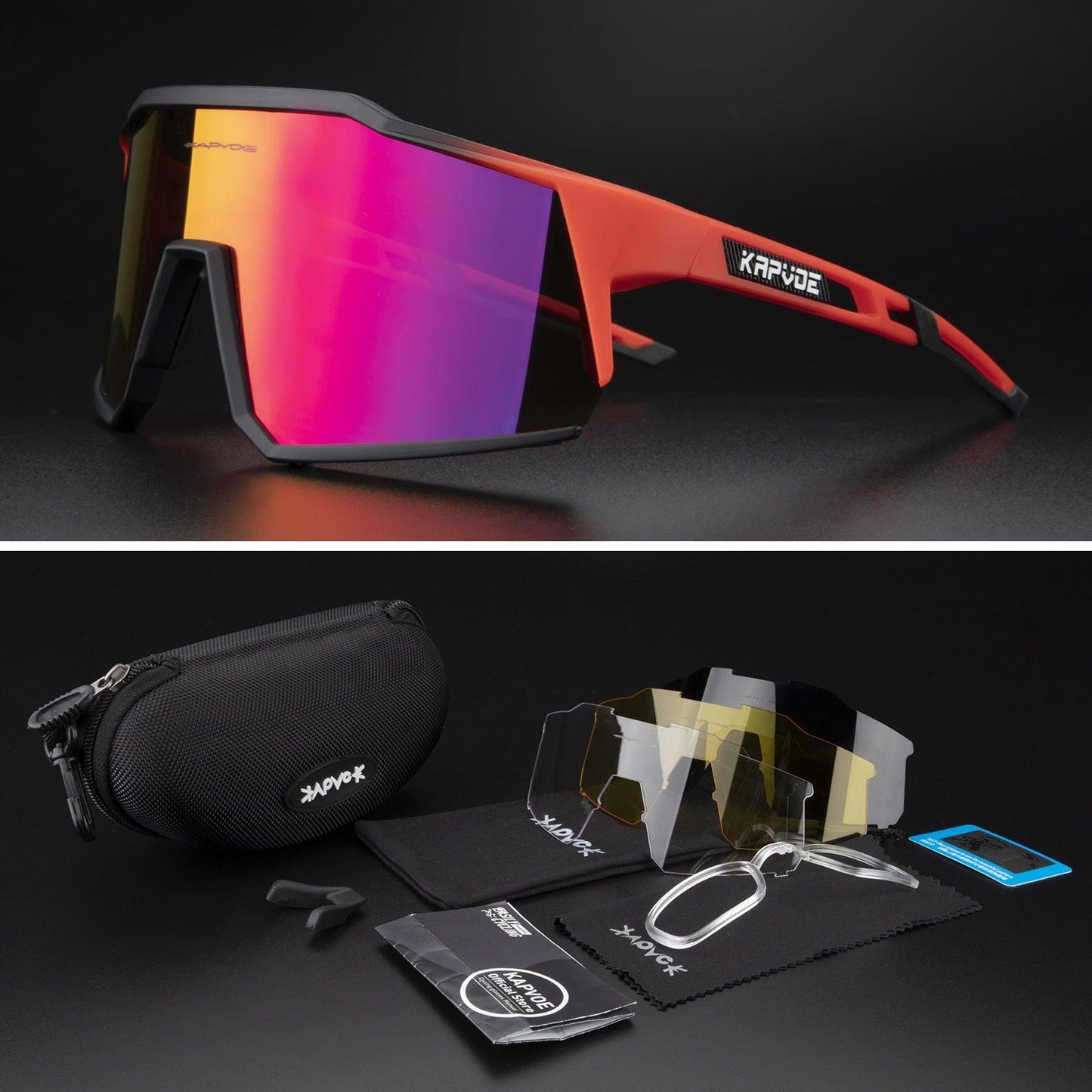 Óculos De Ciclismo Kapvoe 4 Lentes Polarizadas - COMPRE 1 LEVE 2
