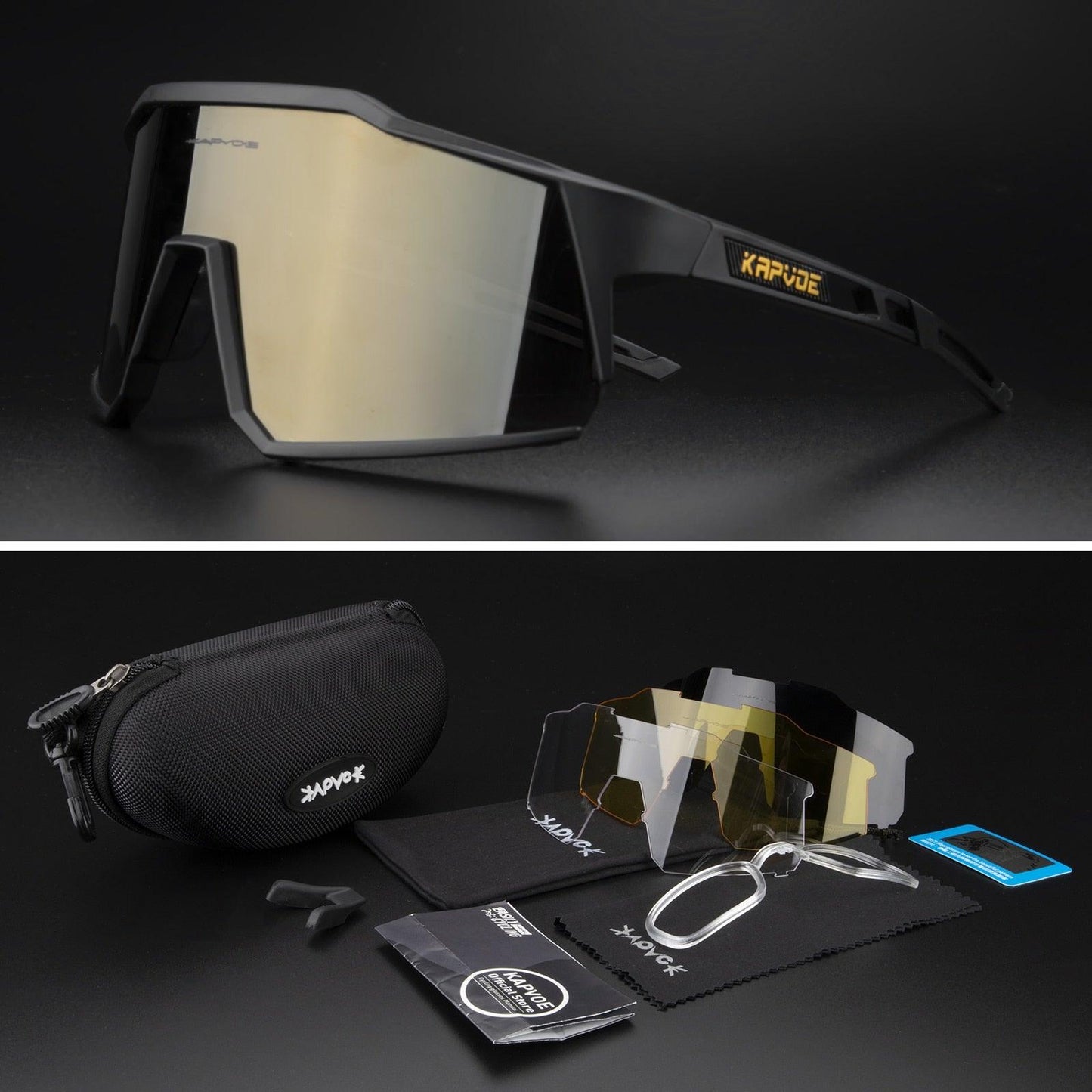 Óculos De Ciclismo Kapvoe 4 Lentes Polarizadas - COMPRE 1 LEVE 2