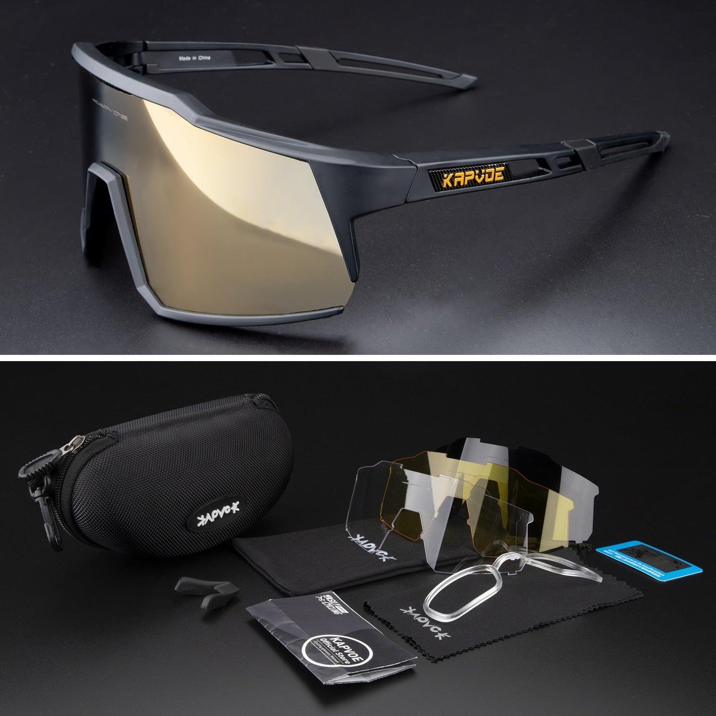 Óculos De Ciclismo Kapvoe 4 Lentes Polarizadas - COMPRE 1 LEVE 2
