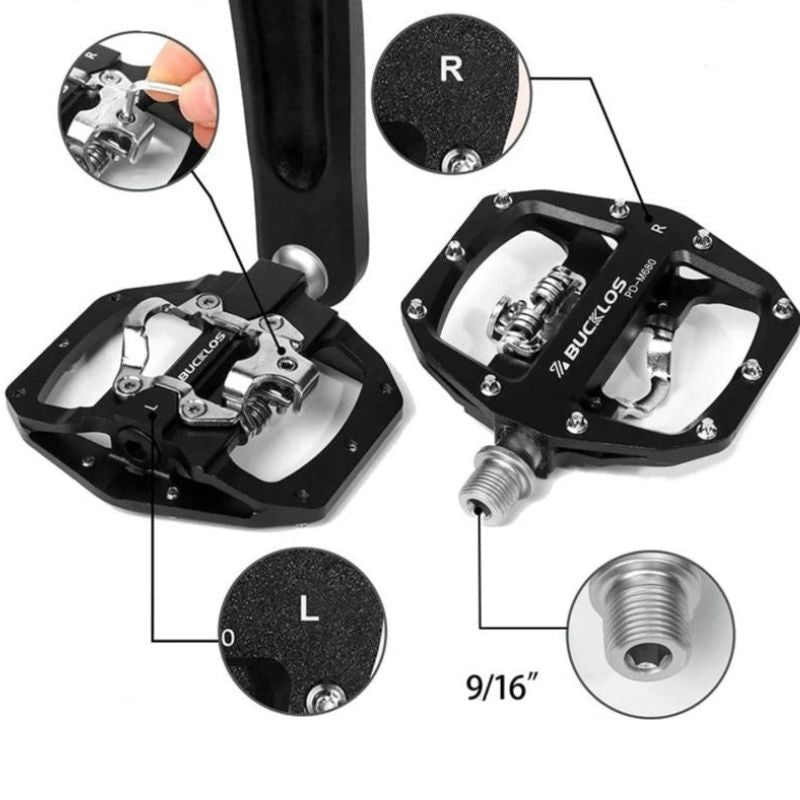Pedal de Bicicleta em Aço Inox - MTB/Speed - BUCKLOS | Preto