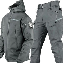 Conjunto Jaqueta Impermeável Militar com Proteção UV + Calça de Pesca Tática - Shimano MASCULINO - ROUPAS - KIT JAQUETA + CALCA 1 Lojas Quinho Cinza P 
